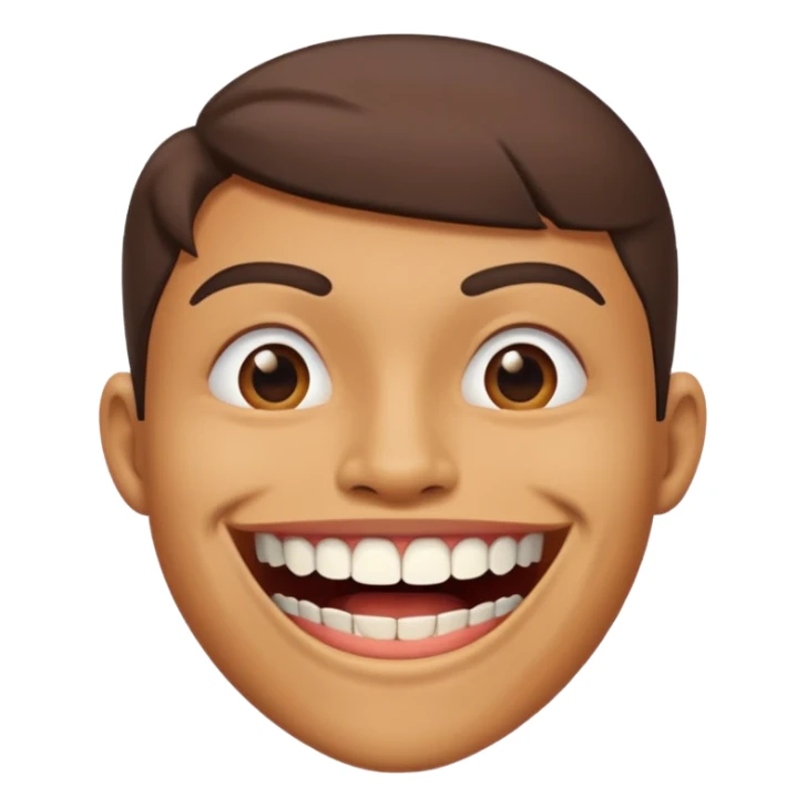 Smiling with teeth out and the teeth cover mouth and is sharp like triangles sticker