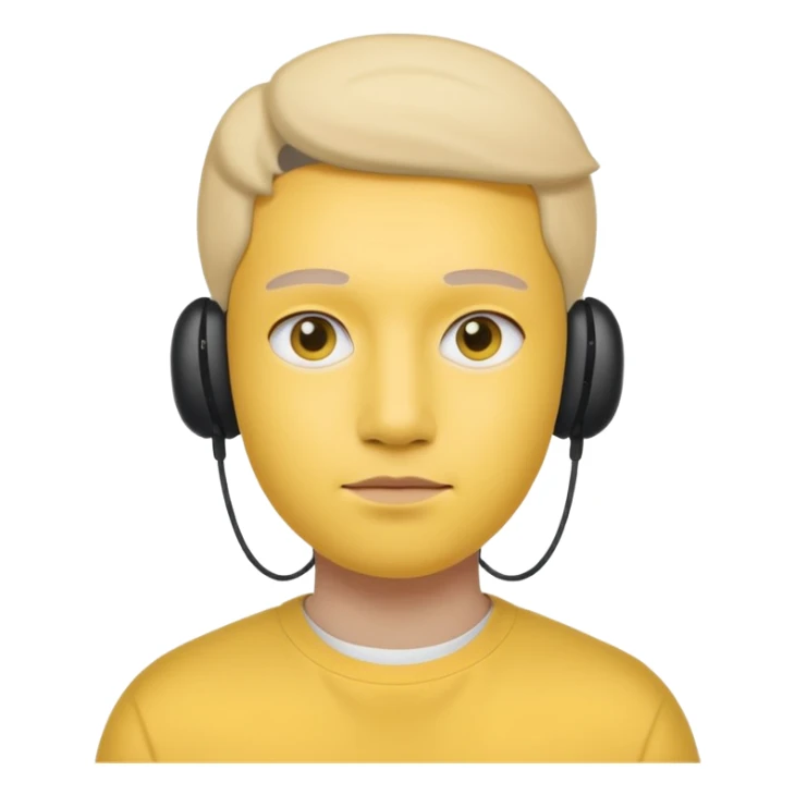 A yellow face exactly like this « 😶 » and wearing airpods max sticker