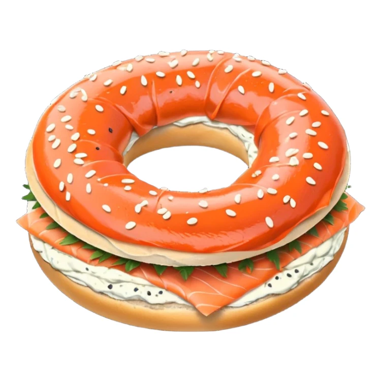 poppy bagel with salmon lox and cream cheese sticker