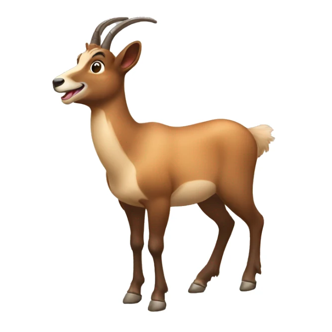 happy smiling brown chamois pointing to the left side with his hoof sticker