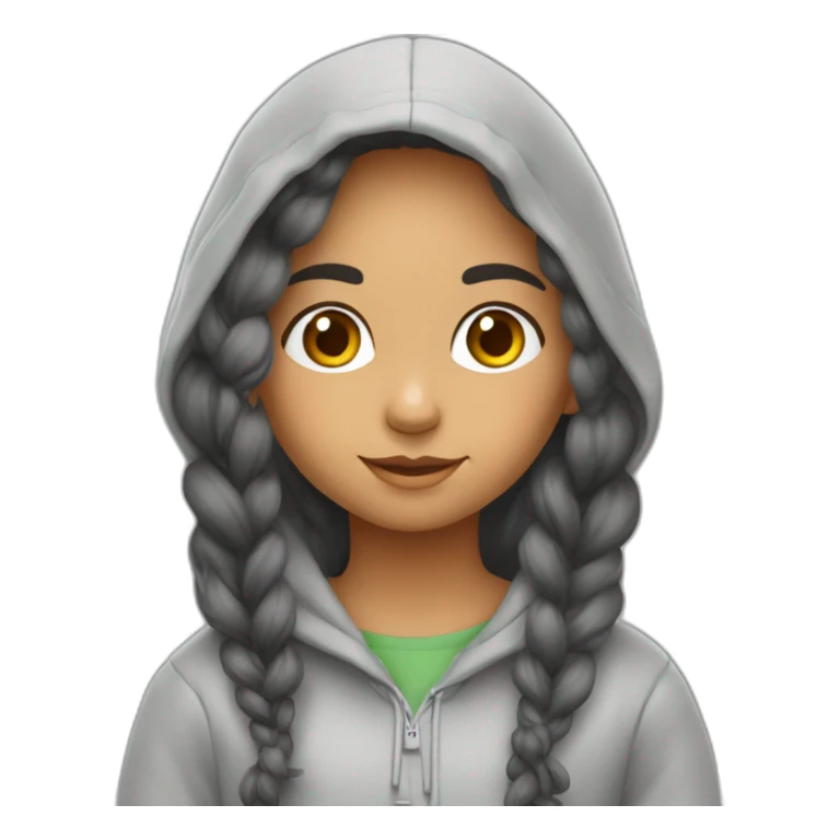 Niña pelo largo castaño con sudadera gris sticker