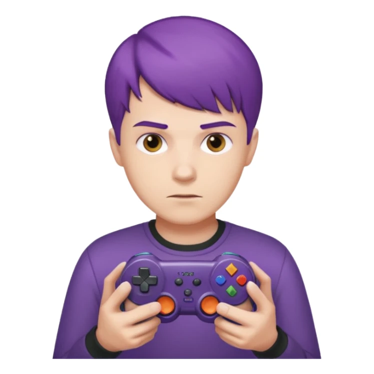 colored purple short male hair gamer game pad controller sticker