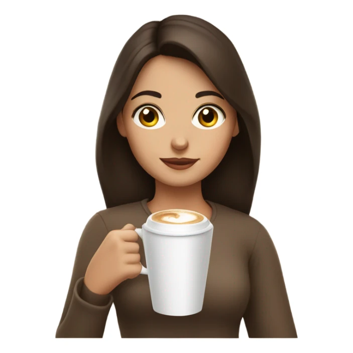 brunette girl with hazel eyes drinking latte sticker