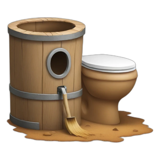 Pair of shorts digging a hole with a wooden toilet sticker