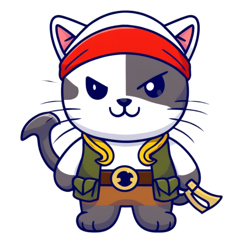 Skibidi cat pirate with Vietnam War gear in a jungle background sticker