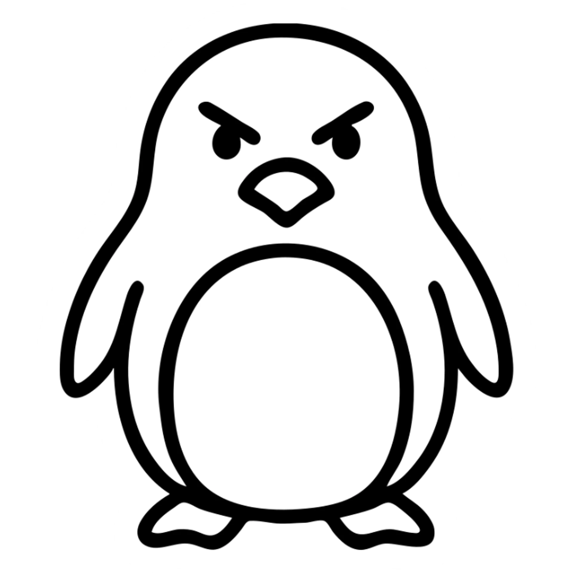 angry penguin outlined icon with no fill sticker