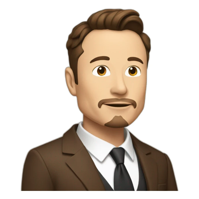 elon musk with anchor beard in a brown suit sticker