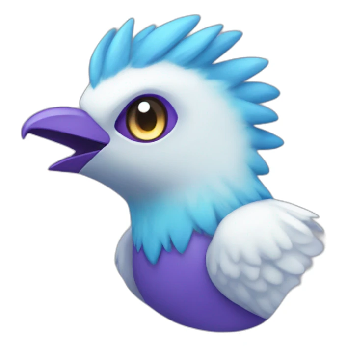 Blue Purple Galarian-Articuno Fire Head Big Eyeys sticker