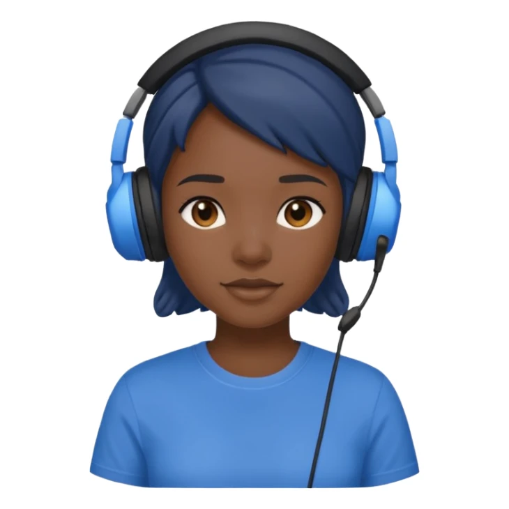 black girl streamer with blue gaming head set sticker