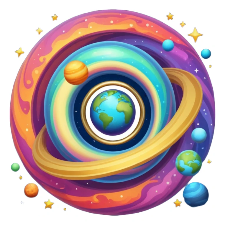 colorful planet with ring sticker