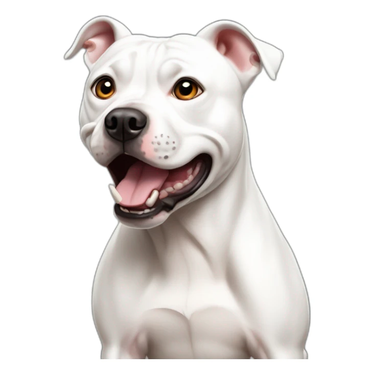 White Staffordshire Bull Terrier being in terrible shock because he learned a shocking truth sticker