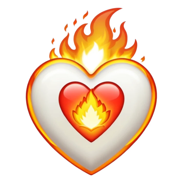 Corazón con líneas blancas y fuego blanco  sticker