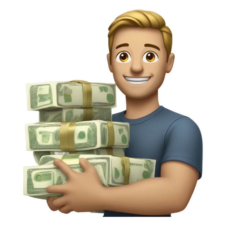 Happy Man with lots of money sticker