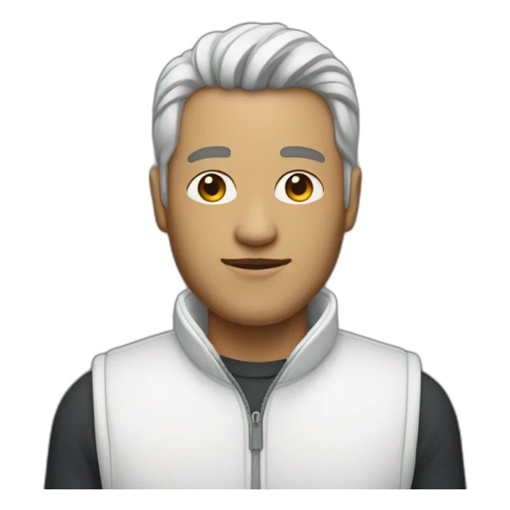 male in white fleece vest sticker