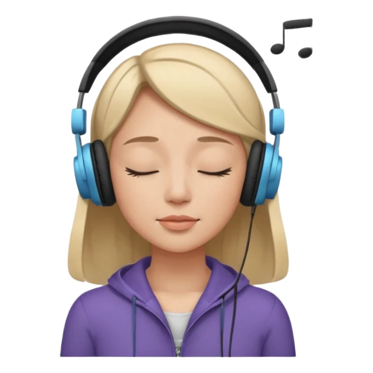 Una mujer escucha música con los ojos cerrados  sticker