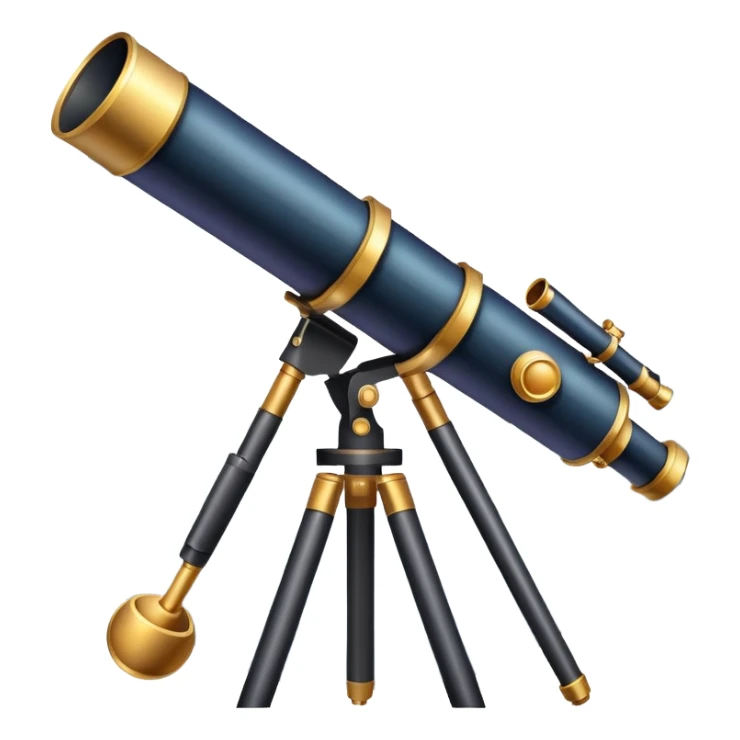 An icon featuring a telescope, stars, and a planet, symbolizing astronomy. The design includes a crescent moon, distant galaxies, and constellations, representing the study of space and celestial bodies. Transparent background highlights the exploration of the universe and cosmic phenomena. sticker