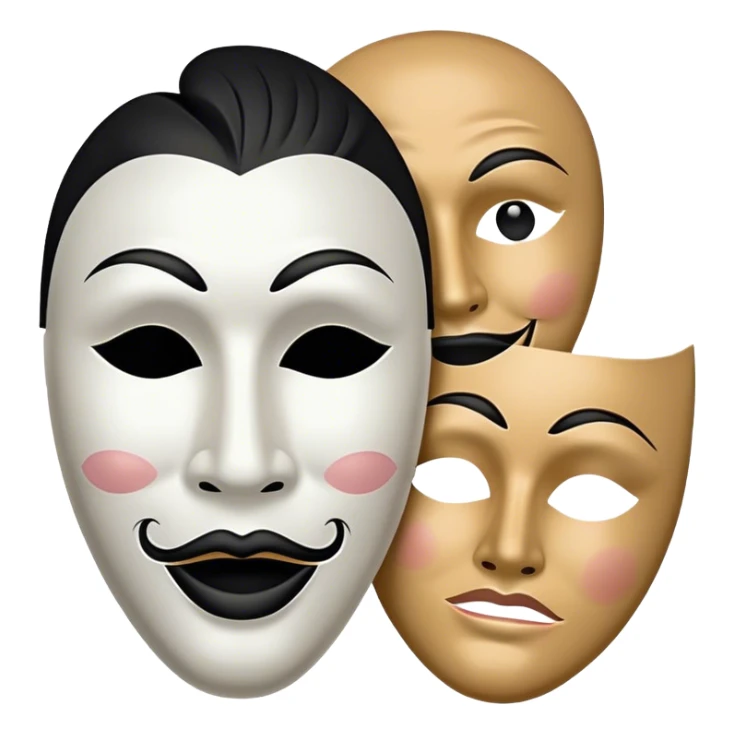 theater mask black and white happy and sad sticker