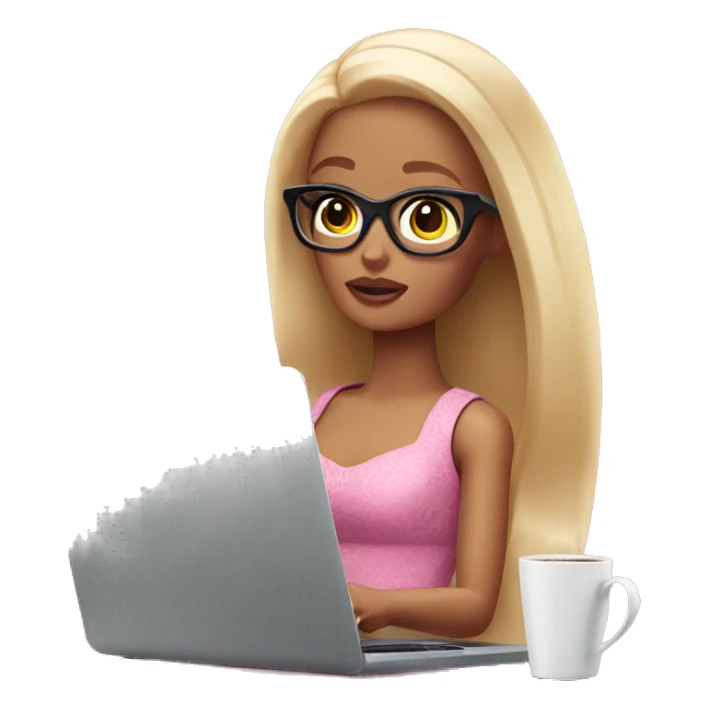 tired barbie with laptop drinking a lot of coffee sticker