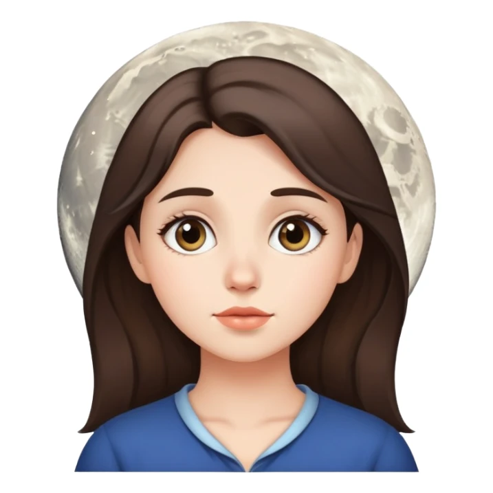 Brunette girl looking at the moon sticker