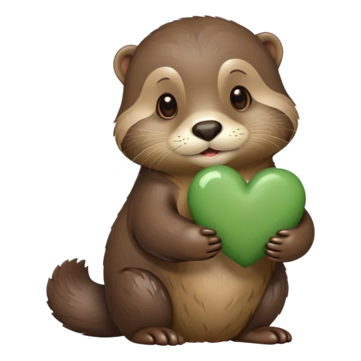 otter holding khaki green heart sticker