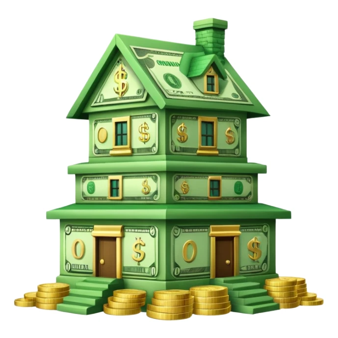 house made out of cash sticker