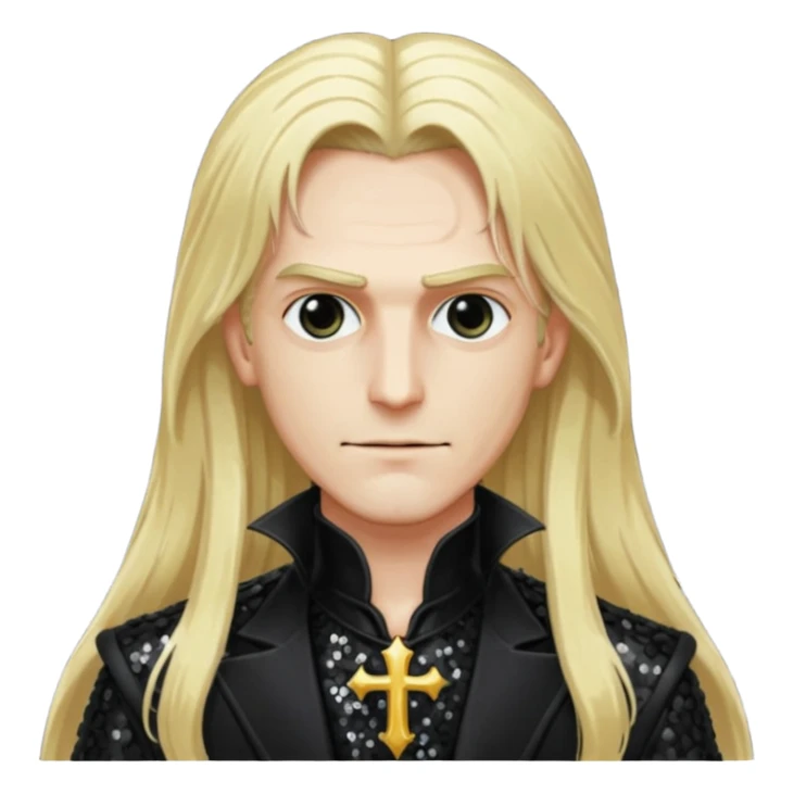 Count Alucard with long blonde hair and black sequin outfit sticker