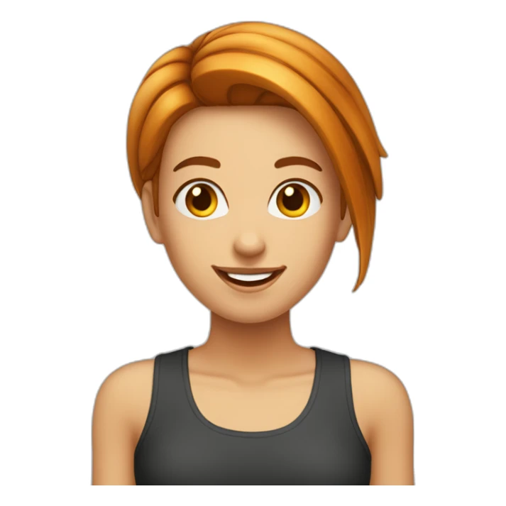 jeune femme cheveux lisse roux souriante sticker