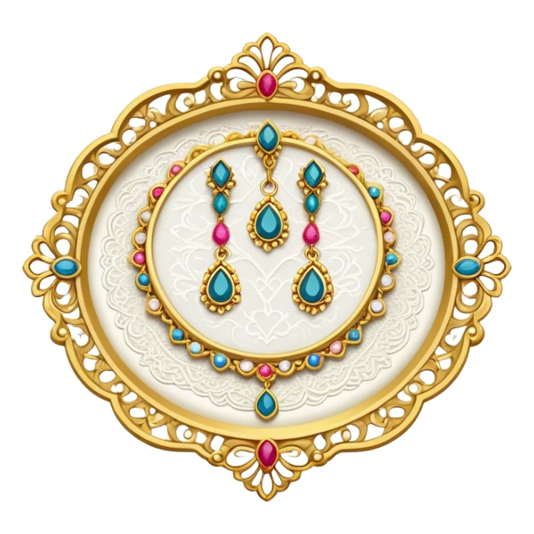 lace-covered tray with earrings arranged like charms sticker