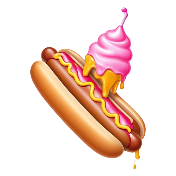Melting neon ice cream hot dog  sticker
