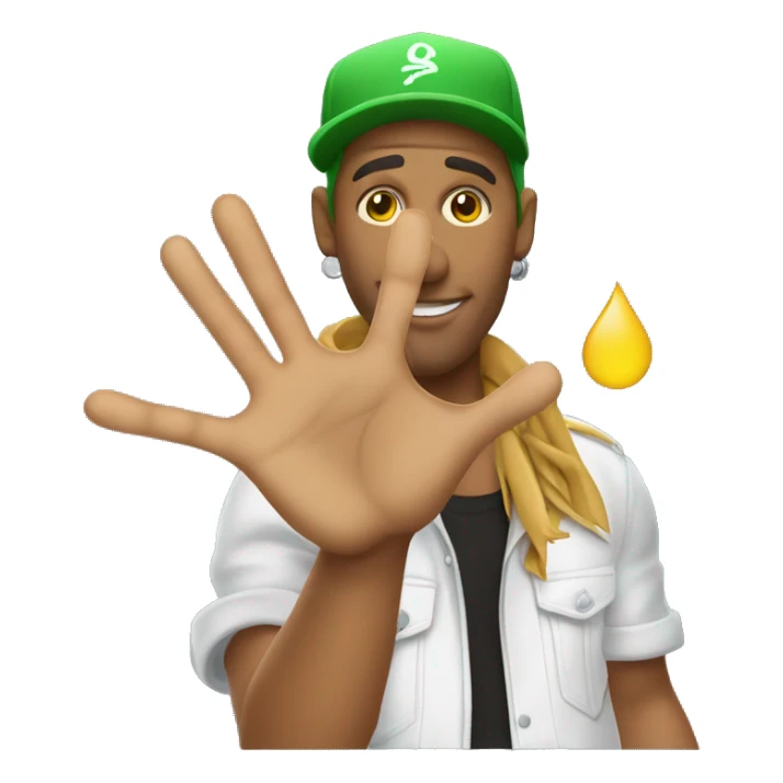 reggaeton singer showing his hand like hi five sticker