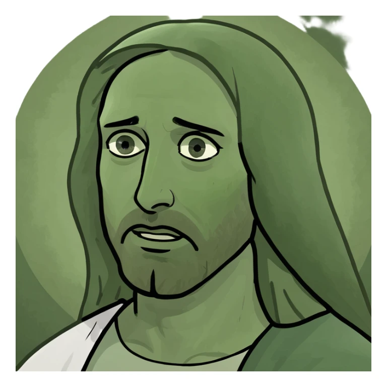 Jesus in a playful meme style, humorous expression, lighthearted, modern meme vibe sticker