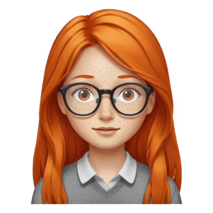 Girl with long orange hair and glasses sticker