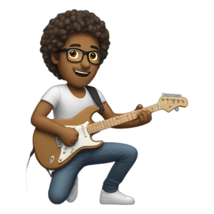 Brown man Whith glasses plays electric guitar sticker