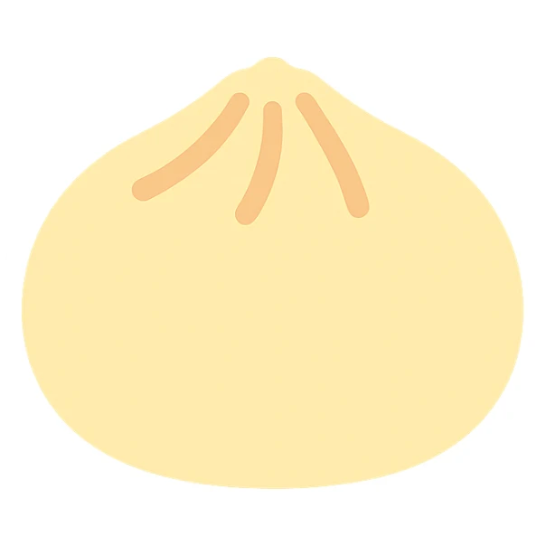 baozi, Chinese steamed bun with pleated top, color icon sticker