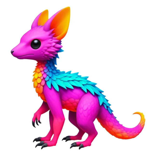 lush vibrant-colored colorful neon-colored Fakémon-Trico-creature (full body) sticker
