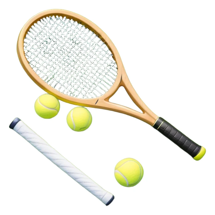 A detailed tennis racket resting on lush green grass beside a bright yellow tennis ball. The scene captures the essence of classic lawn tennis, with a crisp and clean background emphasizing the elegance and tradition of the sport sticker