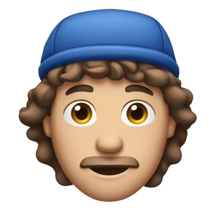 man with brown hair with a blue sleepy hat on  sticker