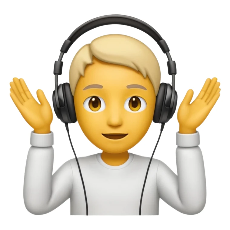 emoji with head phone holding both hands listening  sticker