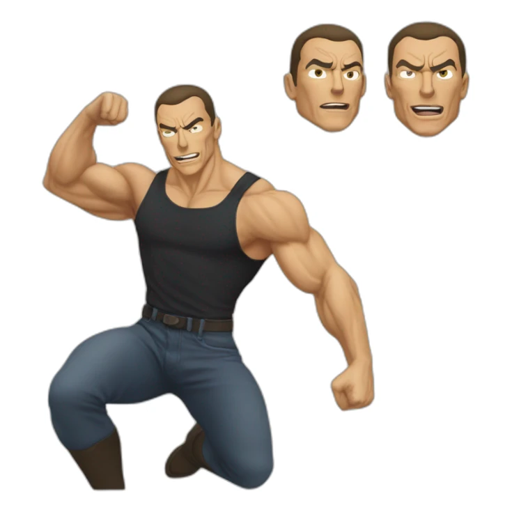 Anime-jean-claude-vandamme-kick --no glasses sticker