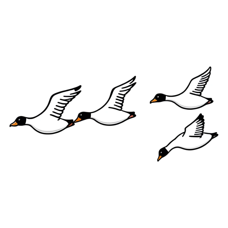 small Canadian geese flying in a classic V formation, lead goose at the right, easily identifiable as Canadian geese, for encouragement sticker