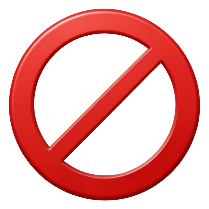 um circulo vermelho com uma barra transversal, semelhando a um simbolo de proibido, semelhante as placas de transito sticker