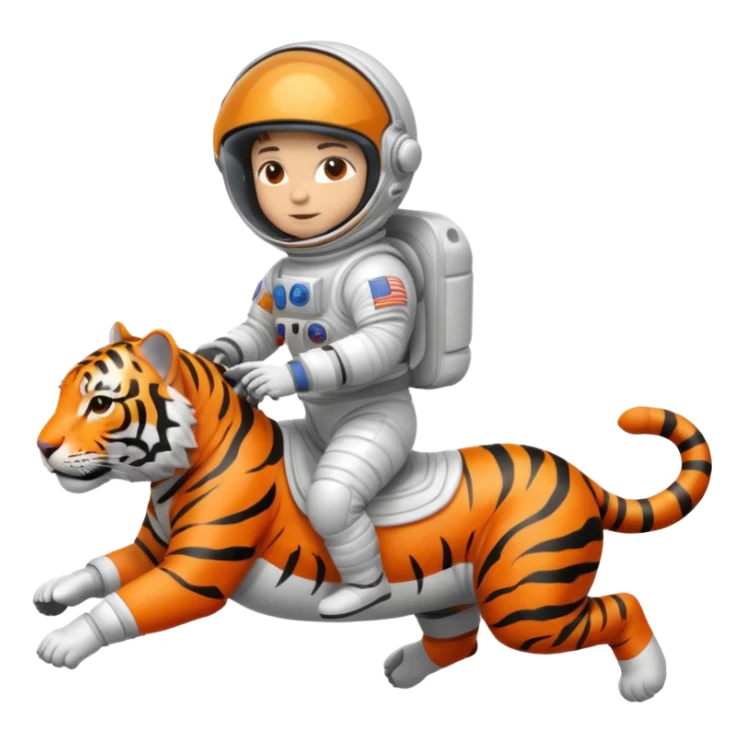 closed helmet astronaut riding tiger sticker