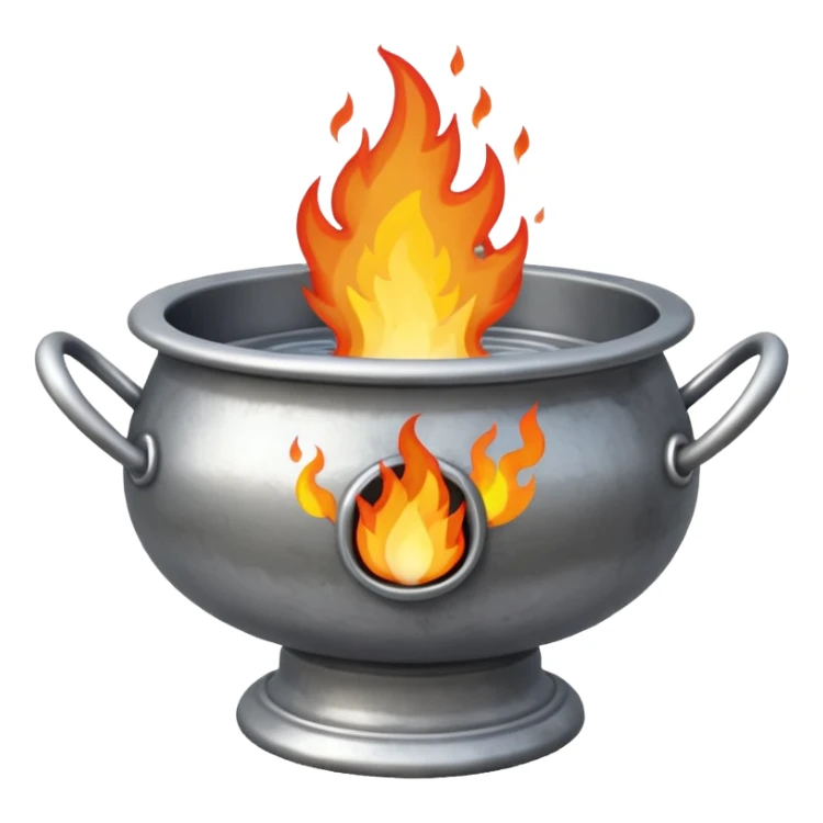 can you make a medieval looking silver fire basin with a fire coming out of the top sticker