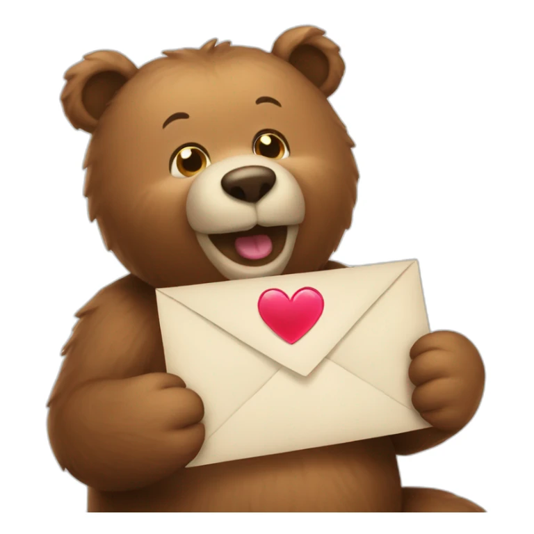 Emoji bear sending love letter sticker