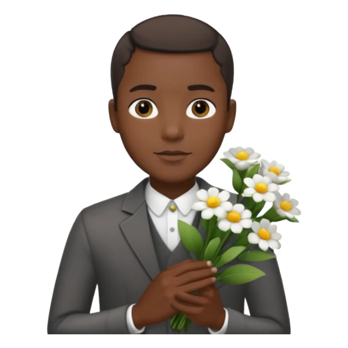 black man holding white flowers in their hands sticker