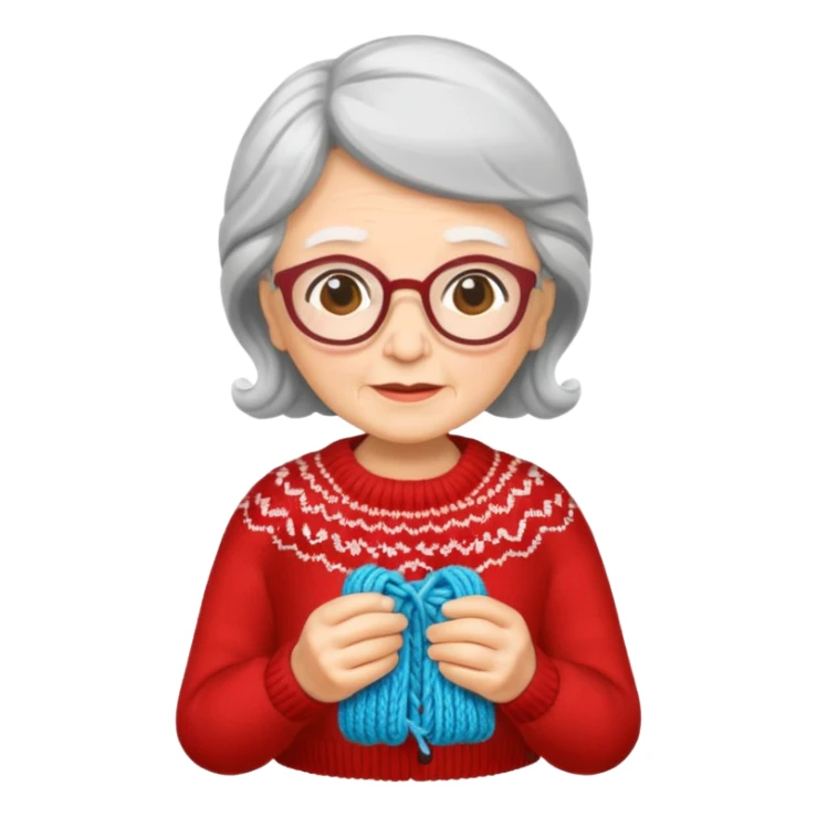 knitting grandma red sweater sticker