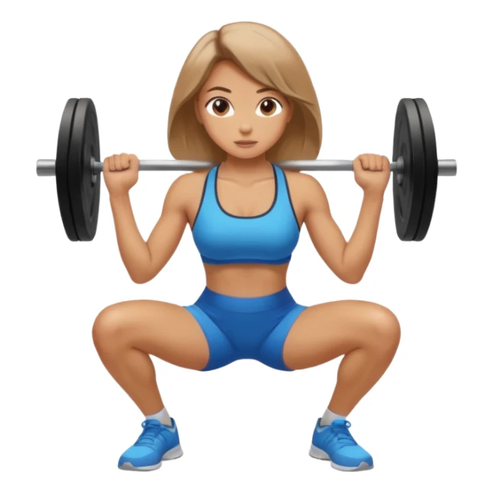 Beautiful woman with light brown shoulder length hair popping a squat without any weights sticker