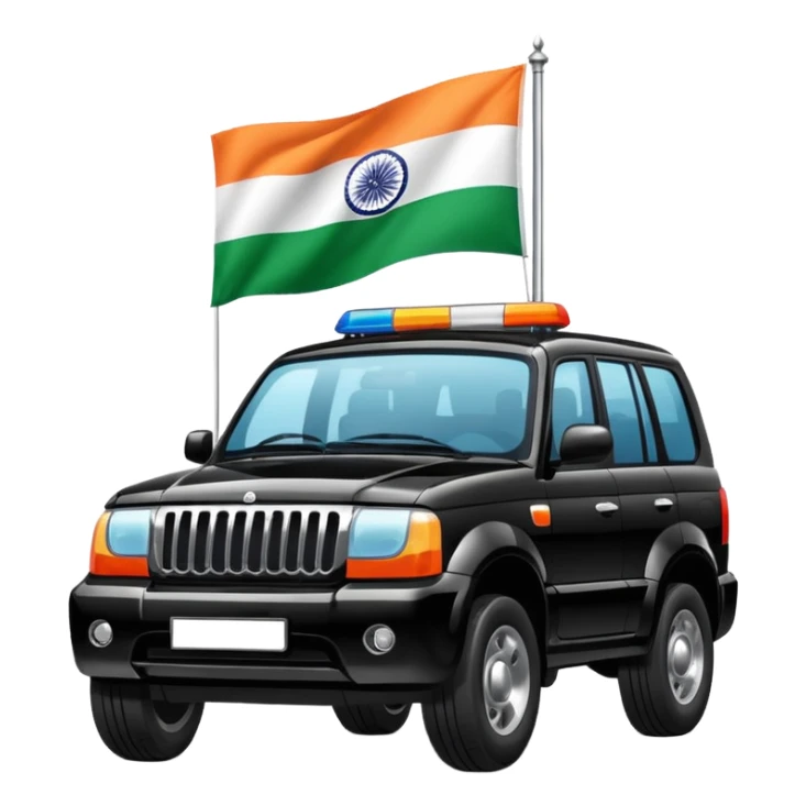 Black car fo officers India suv Indian.flag sticker