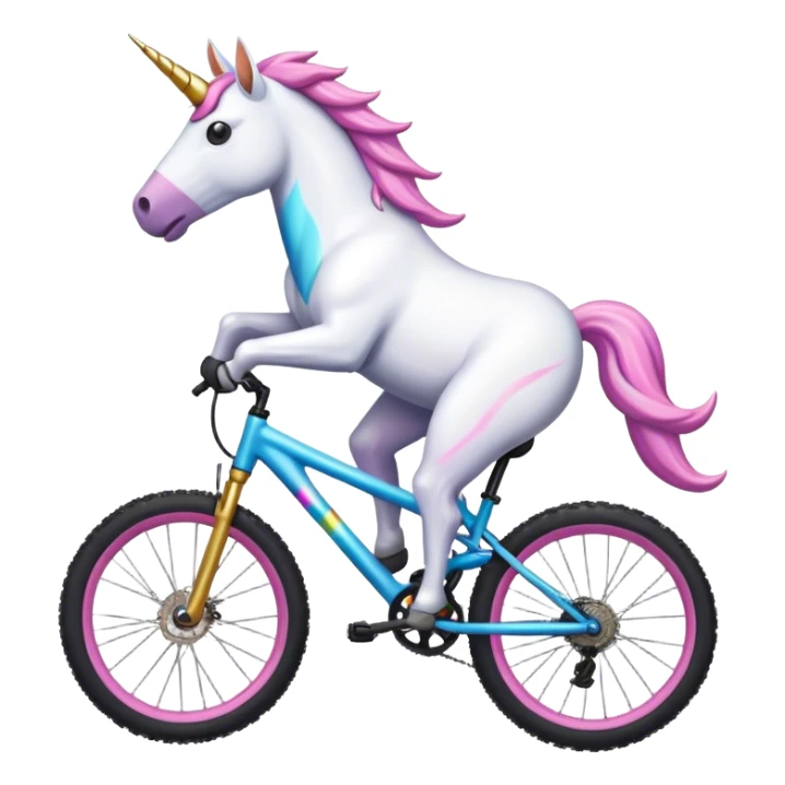 A unicorn riding a downhill mountain bike sticker