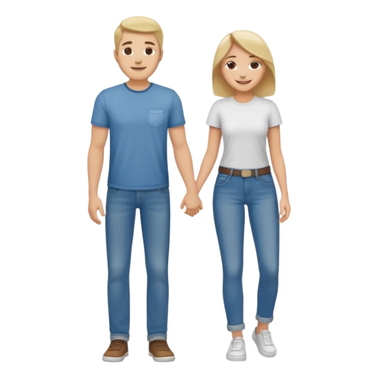 full-length relaxed couple in jeans and t-shirts sticker